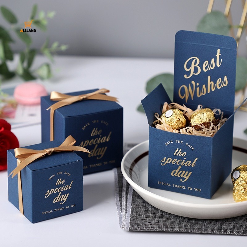 Kotak Kemasan Biskuit / Permen / Cokelat / Snack Bahan Kertas 2 Ukuran Dengan Pita Gaya Retro Untuk Hadiah Hari Valentine