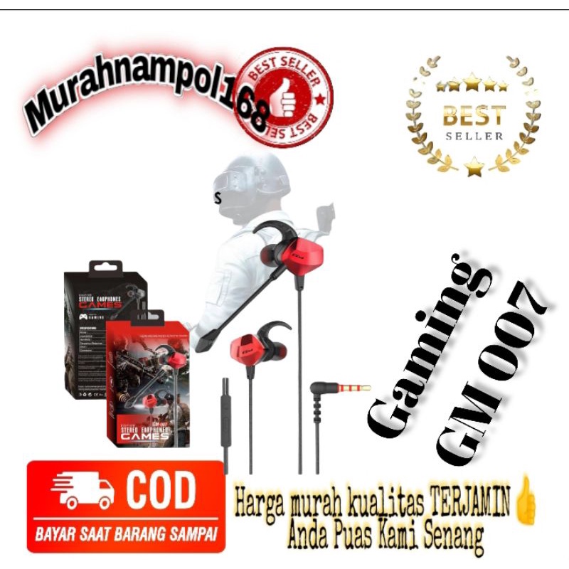 MN - Headset Handsfree Gaming GM 007 Pubg Mobile Legend Free Fire Cod With Mic Headphone Earphone Ga