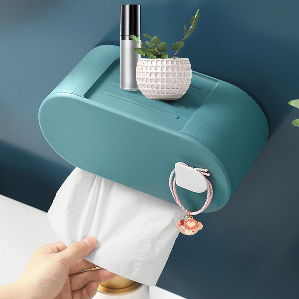 Populer Toilet Paper Holder New No Punching Wall Mounted Kitchen Penyimpanan Kertas Roll/ Dispenser Kertas Serut