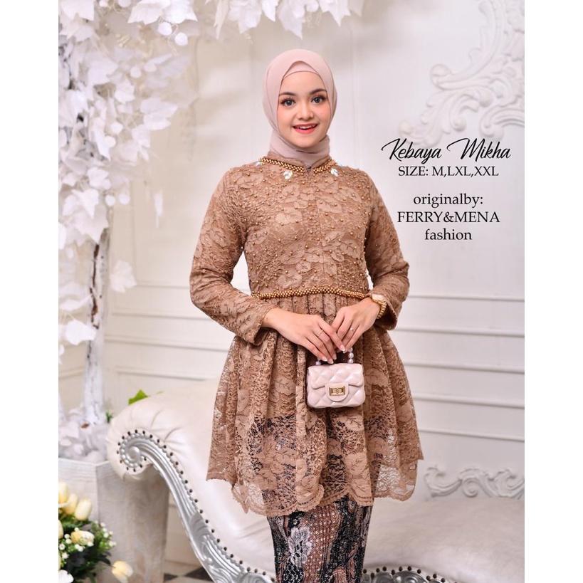 Setelan kebaya brokat mikha | Kebaya modern | Kebaya pesta | Baju outfit pesta kondangan pernikahan lamara wisuda SIZE M L XL XXL