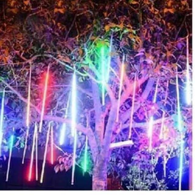 Lampu LED Meteor 50 cm / Meteor Rainbow RGB NAIK TURUN 8 Batang/10 Batang Waterproof