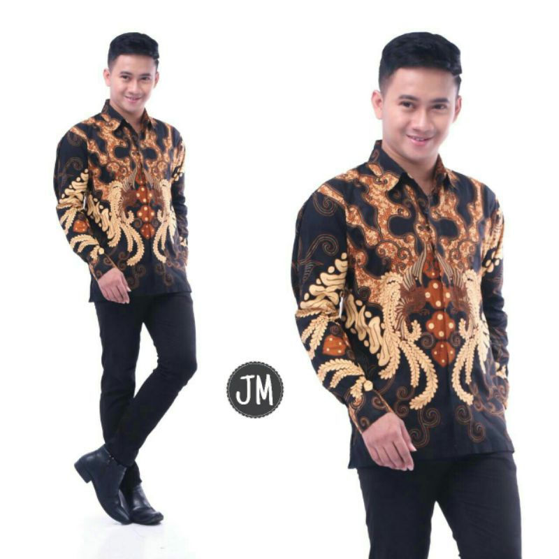 kemeja batik lengan panjang baju batik pria reguler