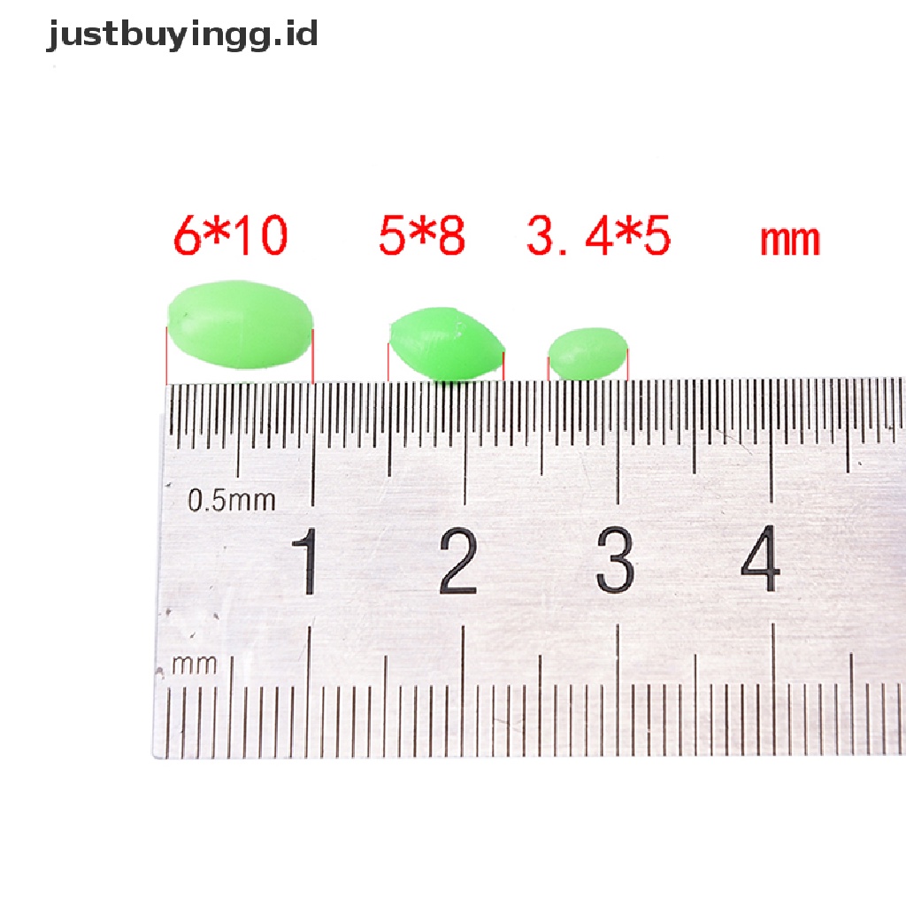 (Justbuyingg.Id) 100pcs Manik-Manik Glow In The Dark Bentuk Oval 5mm / 8mm / 10mm Untuk Membuat Umpan Pancing