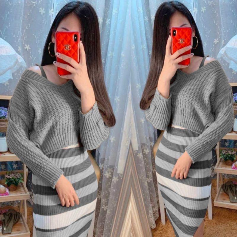 DRESS YUPI SALUR RAJUT / DRESS FASHION / DRESS RAJUT / dress bodycon / Dress Slim Polos Korean