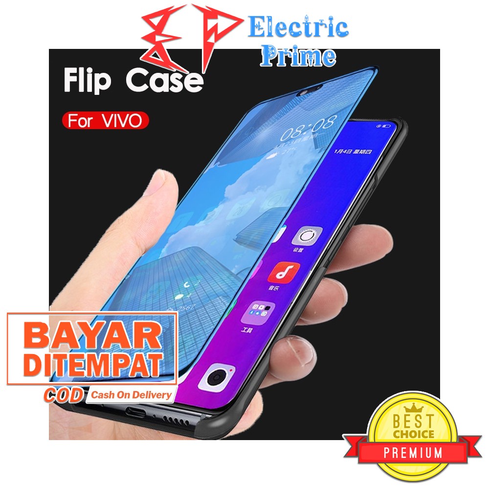 Case Vivo Z1 Pro Flip Mirror Casing Magnetik Holder Cover Stand Anti Fingerprint