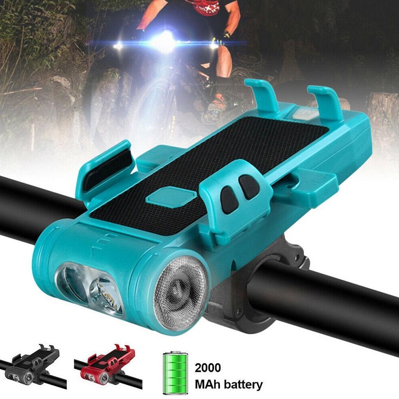 Mi.more Lampu Led 5 In 1 Sepeda 500 LM + Holder Braket Handphone + Bel Bell + Power Bank 3500mah/2000mah Bicycle Horn Light Mobile Phone Holder