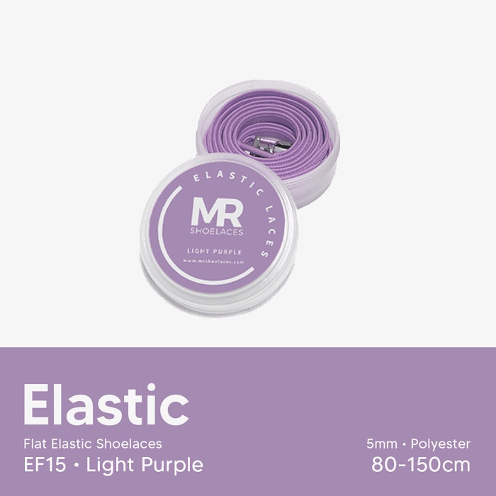 MR Shoelaces EF15 Elastic Light Purple Tali Sepatu Flat Elastis 100cm