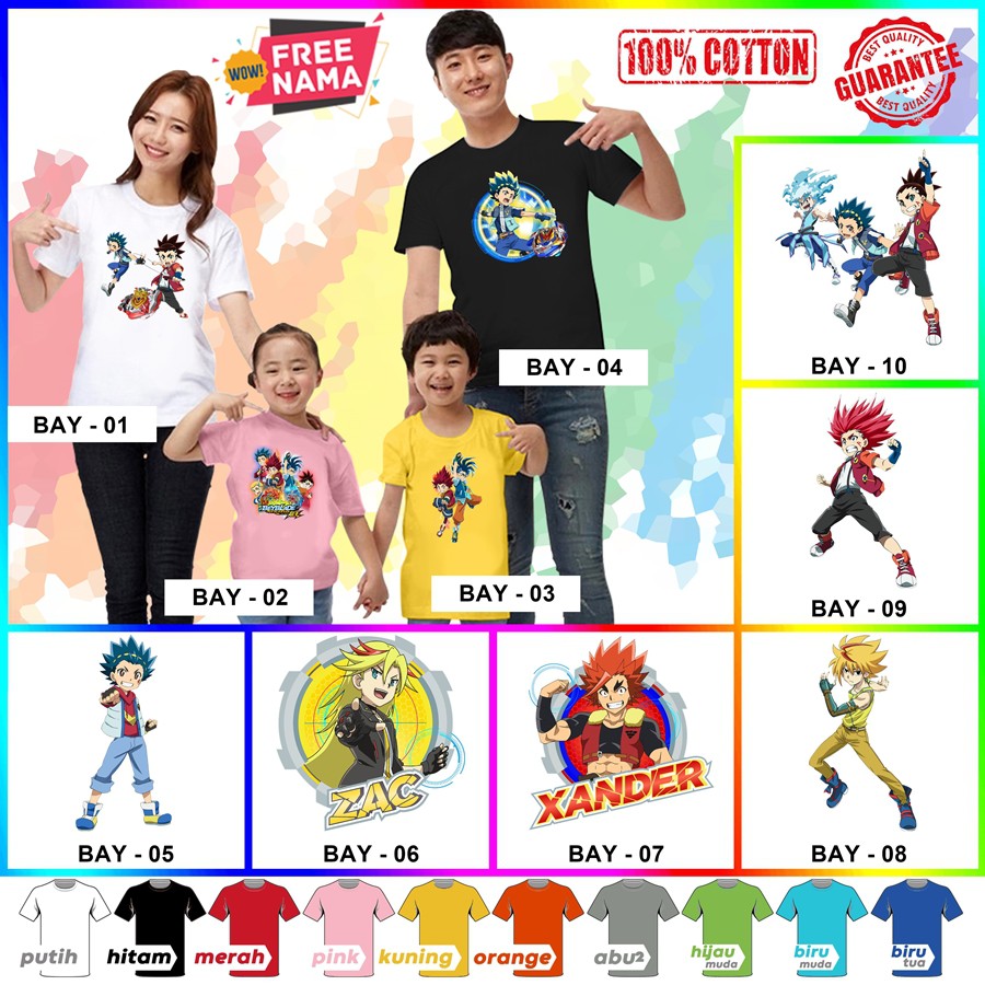 [FREE NAMA!!] Baju Kaos ANAK DAN DEWASA BEYBLADE BANYAK MOTIF