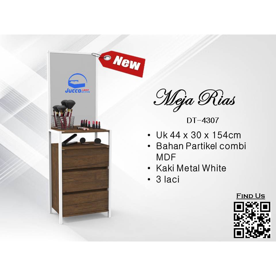 Meja Rias Minimalis Uk 44x30x154cm - Tiolet Minimalis DT4307 - Meja Rias Cantik - Medan