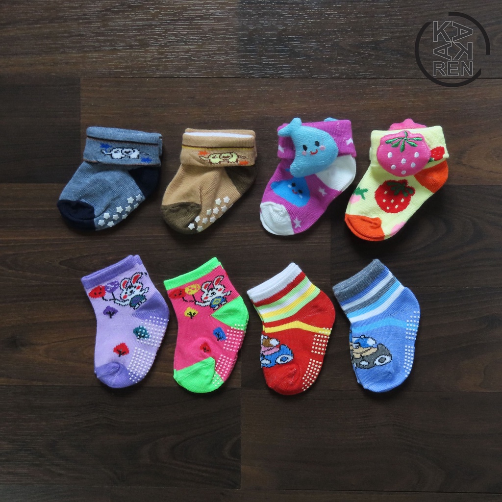 Kakaren Paket Kaos Kaki Bayi Boneka Motif Karakter Mix 12pcs