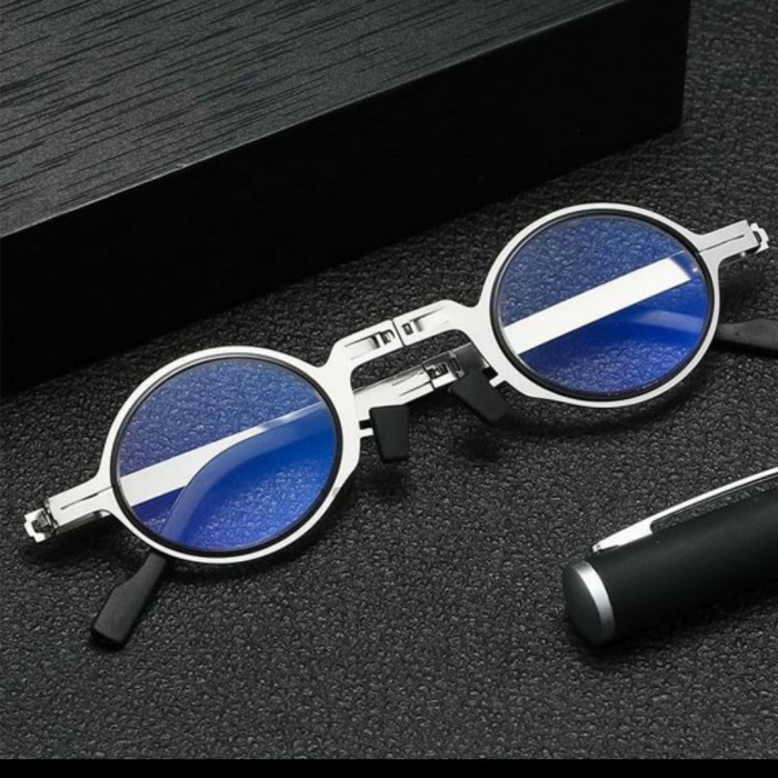 ✨COD✨ Kacamata Baca Plus Anti Radiasi Titanium Lipat Auto Focus Model Bulat