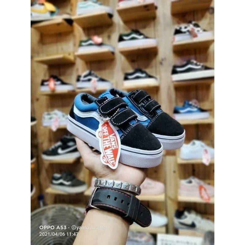 Sepatu Anak Vans Oldskool Kids Real Pict Blue Black Size 20 - 35