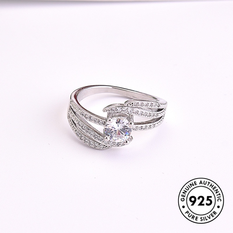 Cincin Berlian Penuh Bahan S925 Silver