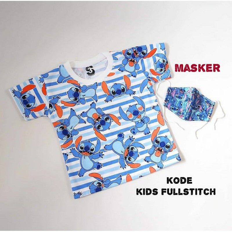 Kaos anak stitch, masker anak stitch,  kaos anak lilostitch, masker anak lilostitch