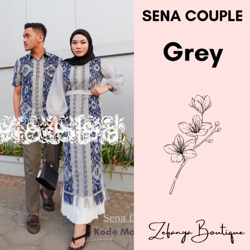 SENA COUPLE GREY - COUPLE TENUN - TENUN SARIMBIT - SET COUPLE KELUARGA TENUN