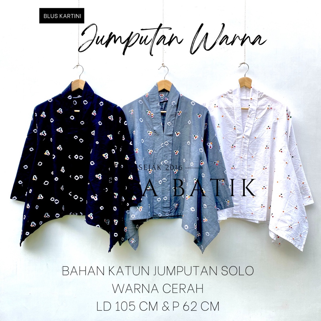 PREMIUM Atasan Kartini Jumputan Warna Monochrome Series Batik Kerja Formal Casual Katun Solo Atasan Jumput Encim Kutubaru Kondangan Monokrom Abu Hitam Putih Kebaya Modern