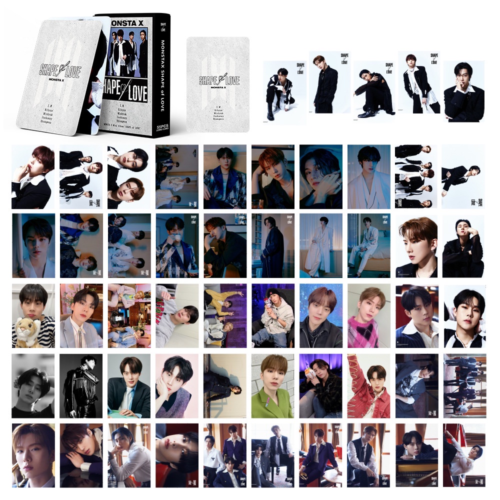 55pcs Kartu Pos Lomo Foto Album MONSTA X Bentuk Hati