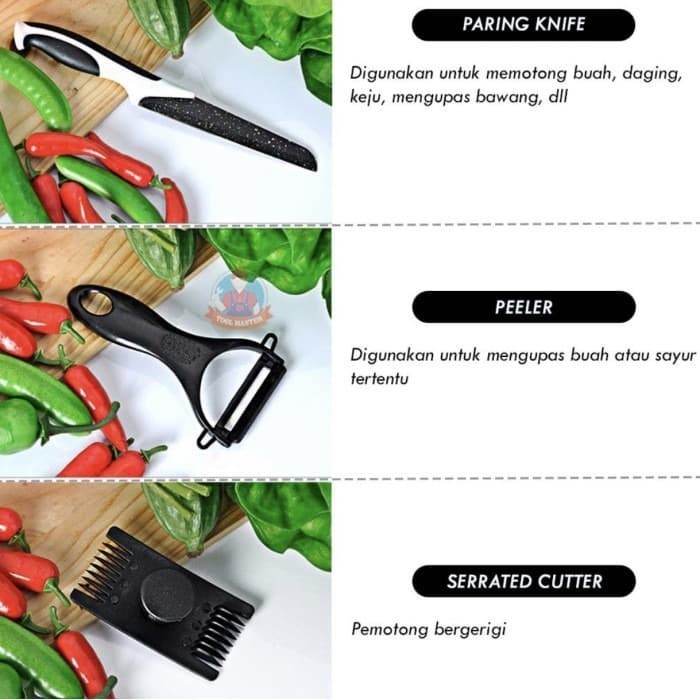 Pisau Dapur Korea Set 5in1 Lengkap Marble Buah, Daging, Sayur, Ikan Bagus Berkualitas Murah