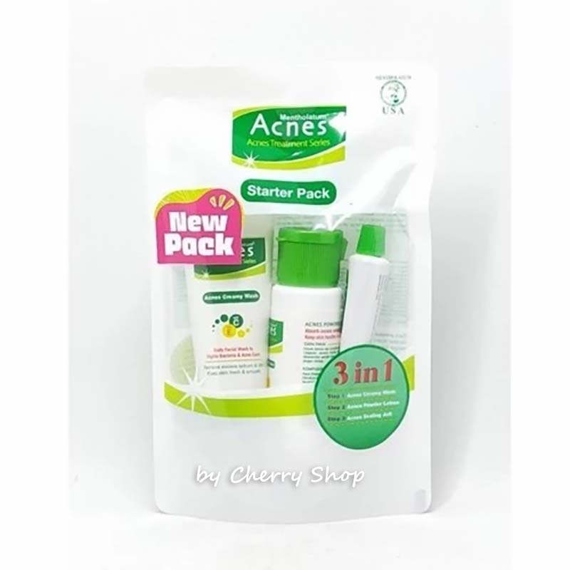 [NEW] [BPOM] ACNES Starter Pack 3 In 1 - Creamy Wash 20GR | Powder Lotion 20ML | Sealing Jell 5GR