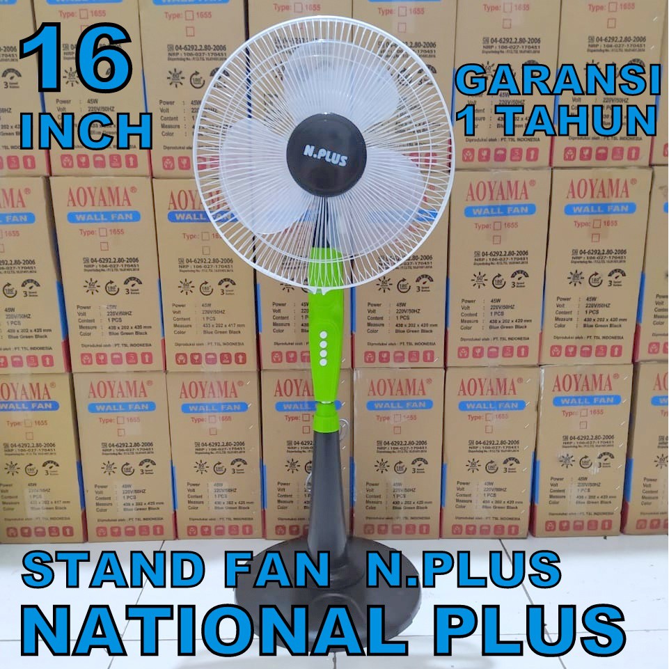 STAND FAN NATIONAL PLUS (NPLUS) kipas angin berdiri 16 inch national plus.