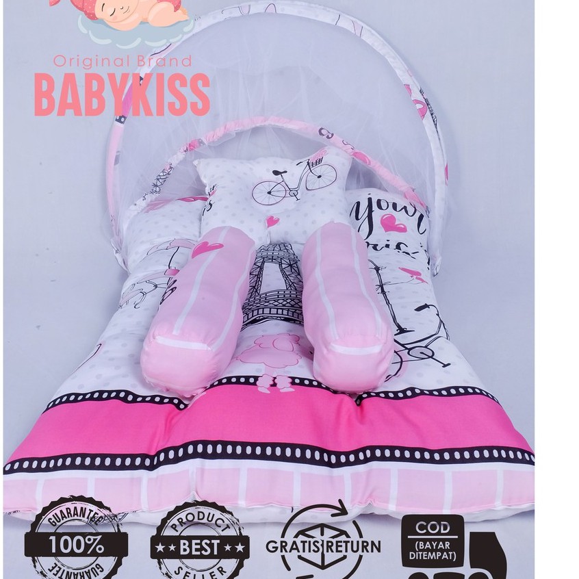 Kasur Bayi Kelambu Lipat set Motif baby Cewek New | Perlengkapan bayi termurah | Kado bayi New Murah