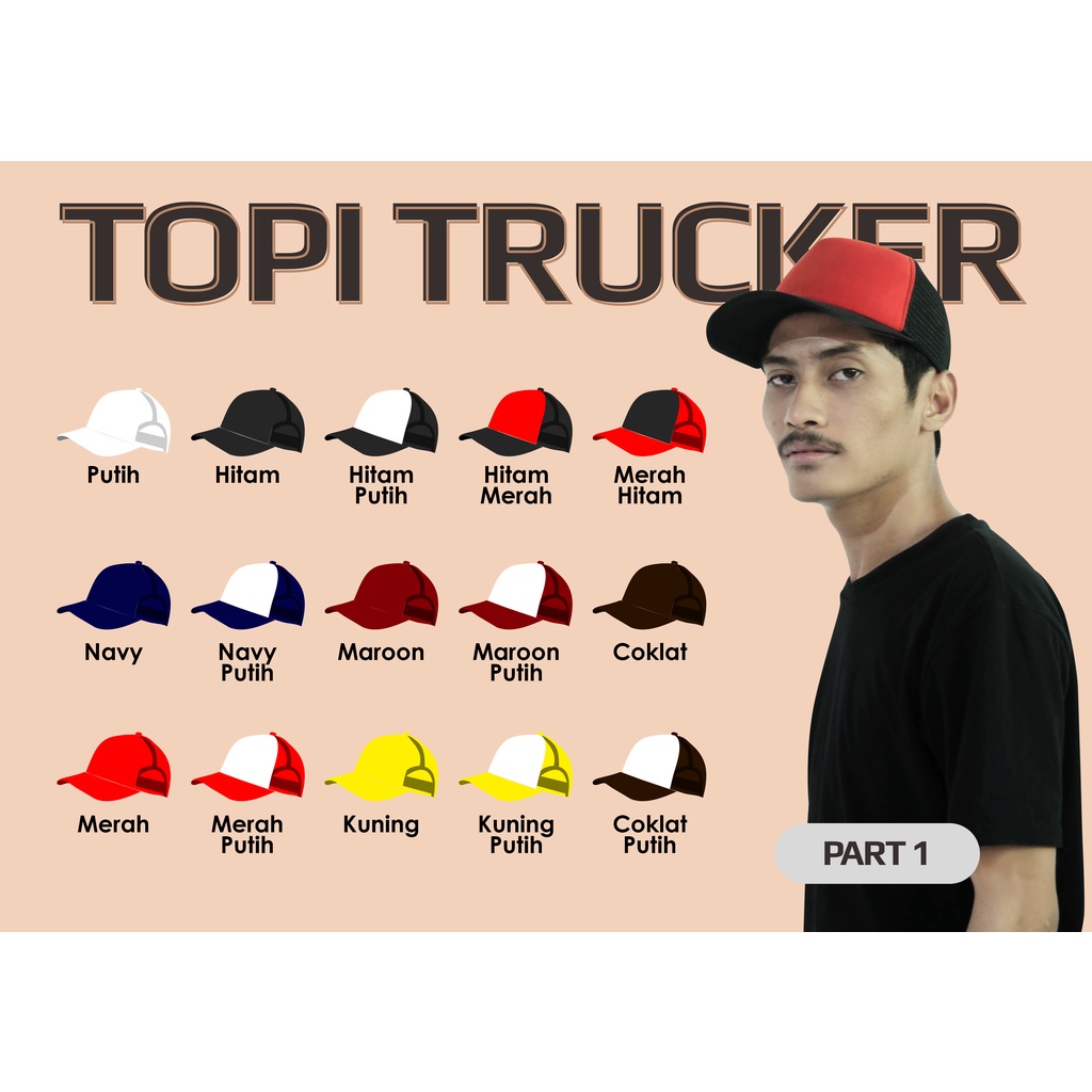 TOPI TRUCKER / TOPI JARING POLOS / TOPI MURAH / Part 1