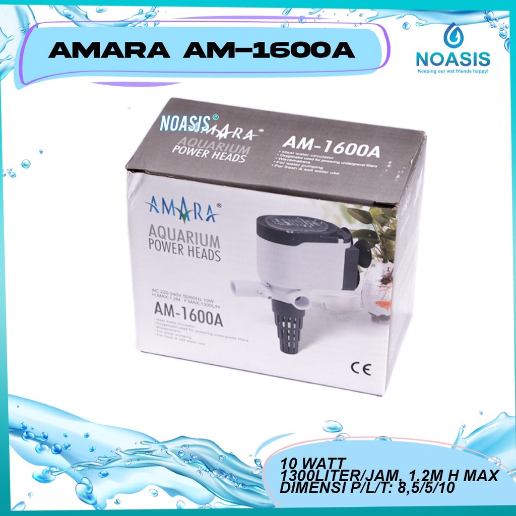 NOASIS POWER HEAD AQUARIUM AMARA AM 1600 A AM -1600A POMPA AIR CELUP WATT RENDAH LOW WATT