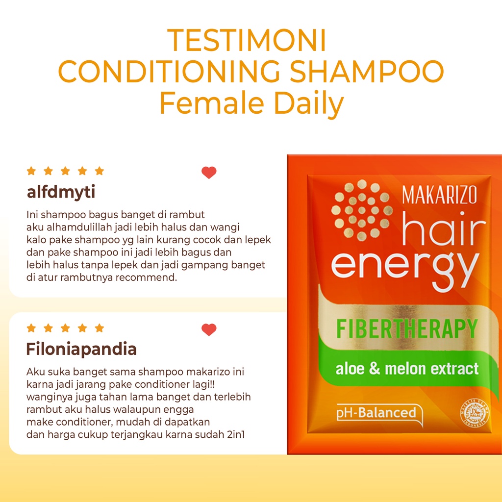 Makarizo Hair Energy Fibertherapy Conditioning Shampoo Aloe & Melon 10 mLx12 / Shampo Kondisioner-5