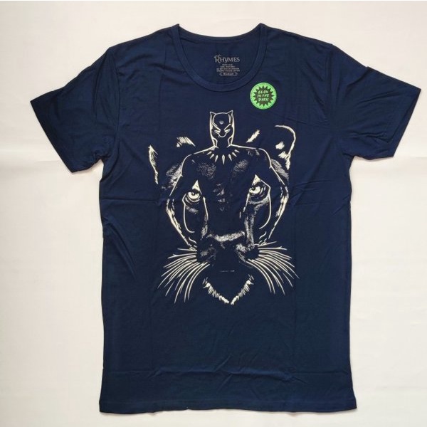 Kaos Pria Black Panther Wakanda Forever Glow Rhymes Baju Cowok Dewasa Lengan Pendek Big SIze Jumbo