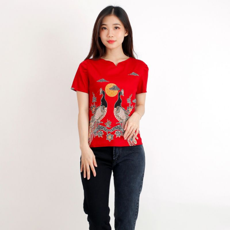 Batik wanita - Atasan blouse batik wanita fashion 632-RED D