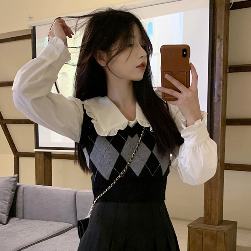 Knit Vest Kotak Rompi Rajut Wanita Vest Korea Crop Tee Vest Rajut