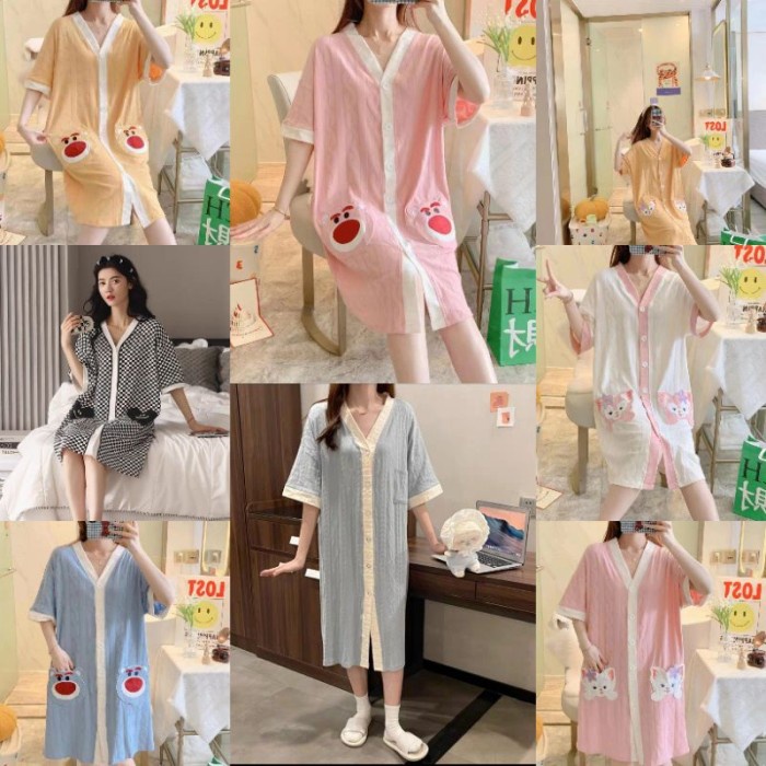 BAJU DRESS MINI DASTER KOREA VIRAL KEKINIAN WANITA DEWASA LENGAN PENDEK KATUN IMPORT BUSUI LUCU GROS