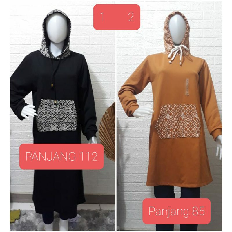 SWEATER TUNIK HOODIE Nevada original Size S M L XL(Body panjang).