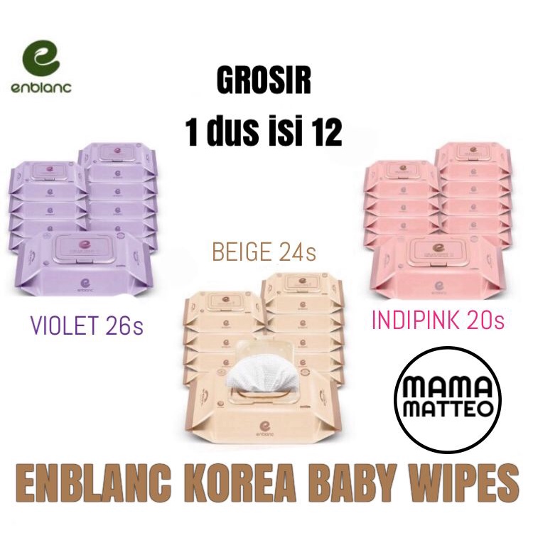 [Per Dus isi 12] ENBLANC Tissue Basah Korea Indipink Pink Violet Beige Creme Cream / GROSIR / BANDUNG