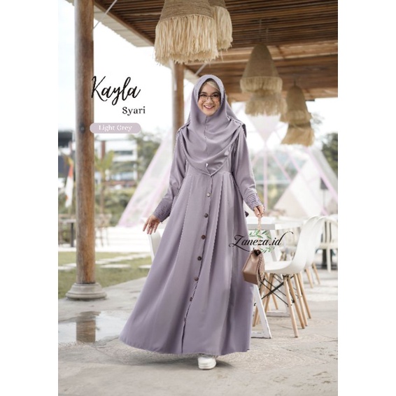 Kayla Syari Light Grey by Zaneza | Set Syari Premium bahan Angelica Tebal