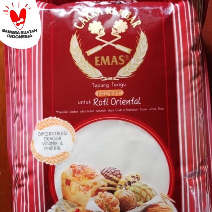 

Cakra Kembar Emas Roti Oriental 5Kg, Tepung Protein Tinggi U Roti/Kue