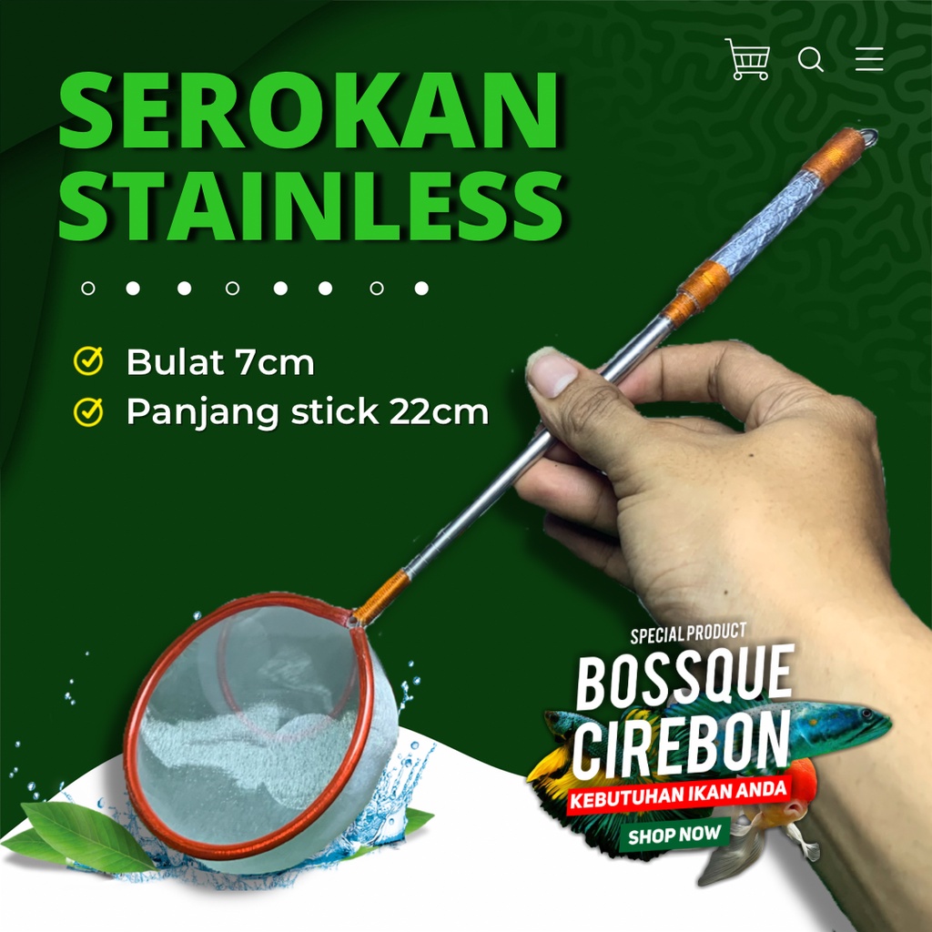 Serokan Ikan Cupang stanlis bulat 7cm variasi handle Seser Saringan Sauk Ikan Hias Jentik Kutu Air