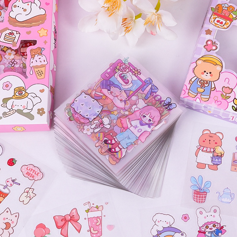 Susi-100pcs / Kotak Stiker Motif Kartun Princess Lucu Anti Air Untuk Dekorasi DIY