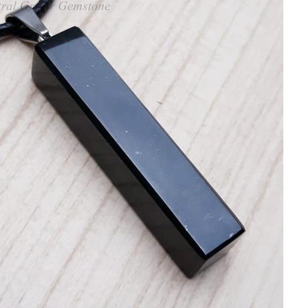 COD✔️Kalung Plus Liontin Batu Natural Black Jade Giok Hitam|KD6