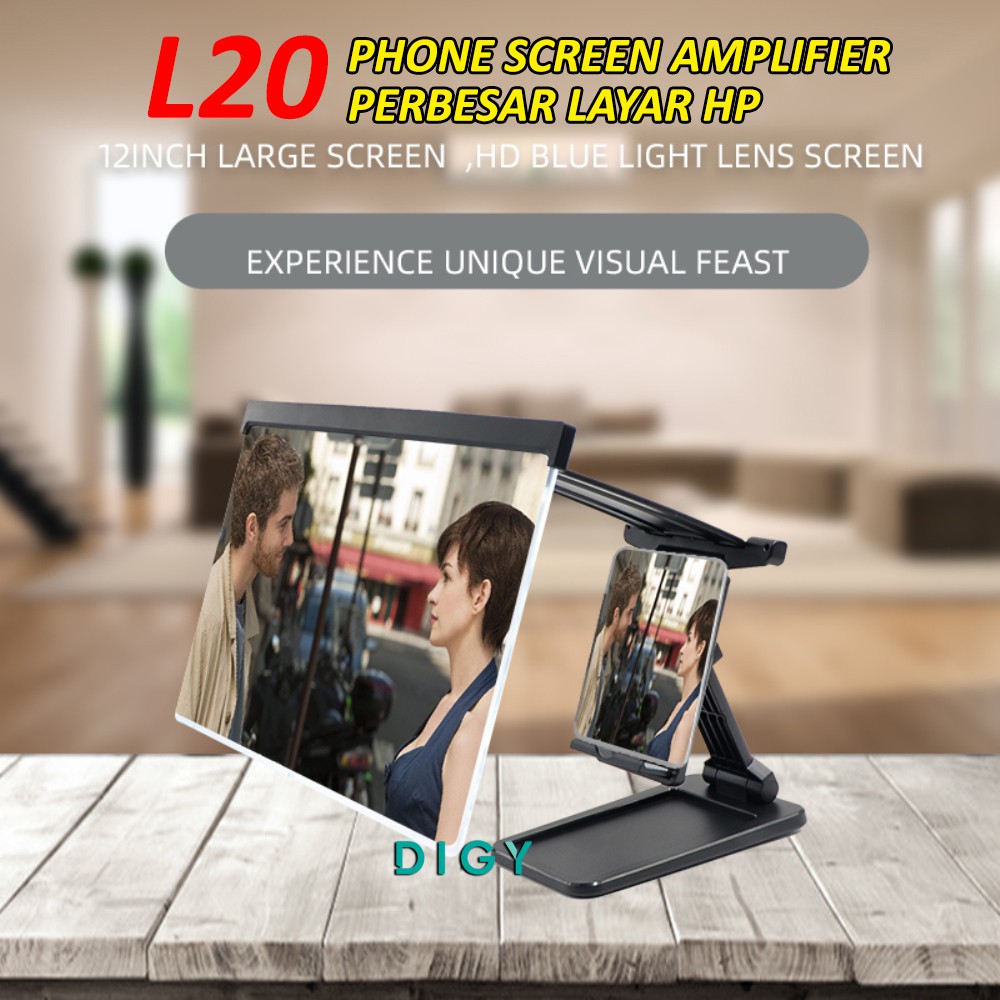 Pembesar Layar Smartphone 3d, L20 + Gratis Hoder dekstop standing ukuran 12 inc