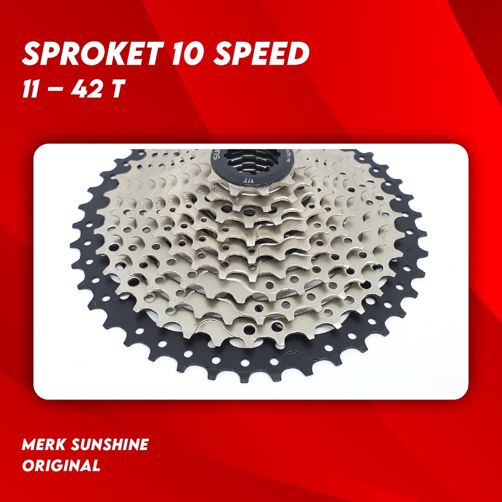 Sprocket Sepeda Cassette 10 Speed Sunshine 11 – 42T Sun Shine Lipat MTB Road Bike 42 T Ratio terbaru