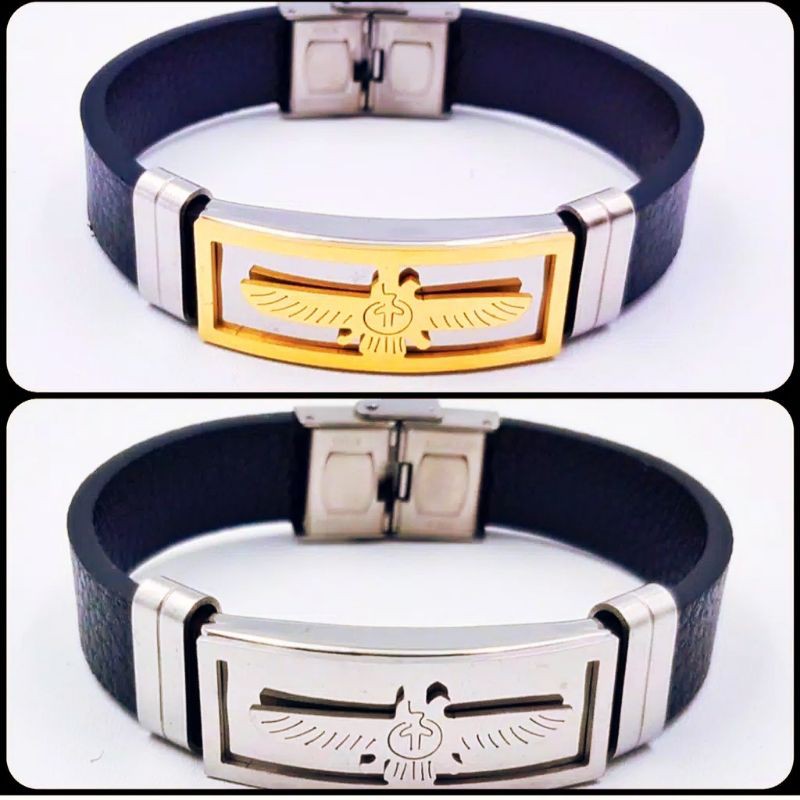 Gelang Kulit Pria GARUDA Gelang Gesper Titanium