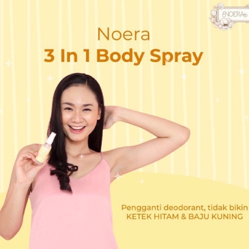 NOERA 3 In 1 Body Spray | Natural Deo Spray Penghilang Bau Badan BPOM Penghilang Bau Ketiak