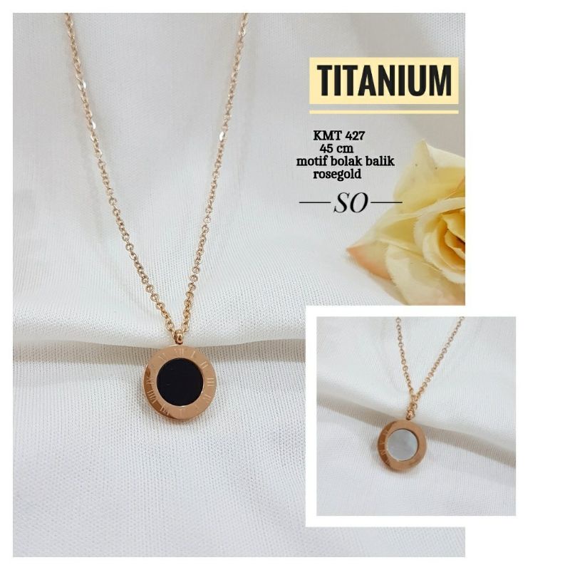 Fourfashion Kalung Titanium Motif Rantai BV Bolak-Balik AK03