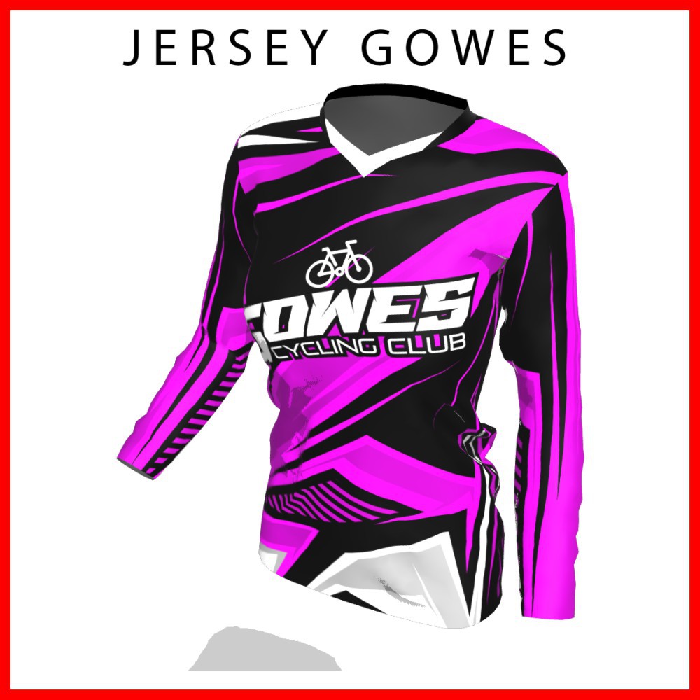 Baju Kaos Jersey Sepeda Gowes Wanita Cewek Perempuan Lengan Panjang Printing-176