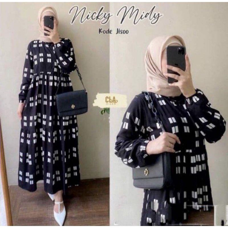 Daster Midi | Daster Tie Dye Korea Midi Style Lengan Panjang Size Standar LD 115 Busui Matt Cringkle Airflow | Daster Rayon