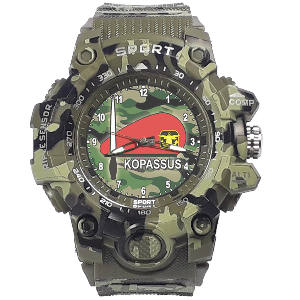 {Istimewa} Jam Tangan BARET MERAH KOPASUS (TNI) -Hijau Army Water Resistant