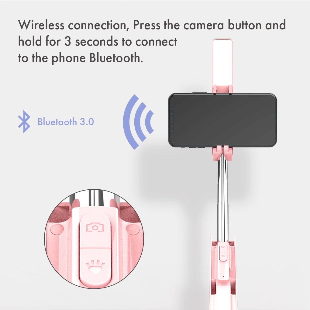 Inone LED Lightning Selfie Stick Mini Pocket Size 3 gear with Wireless Bluetooth Remote  A13