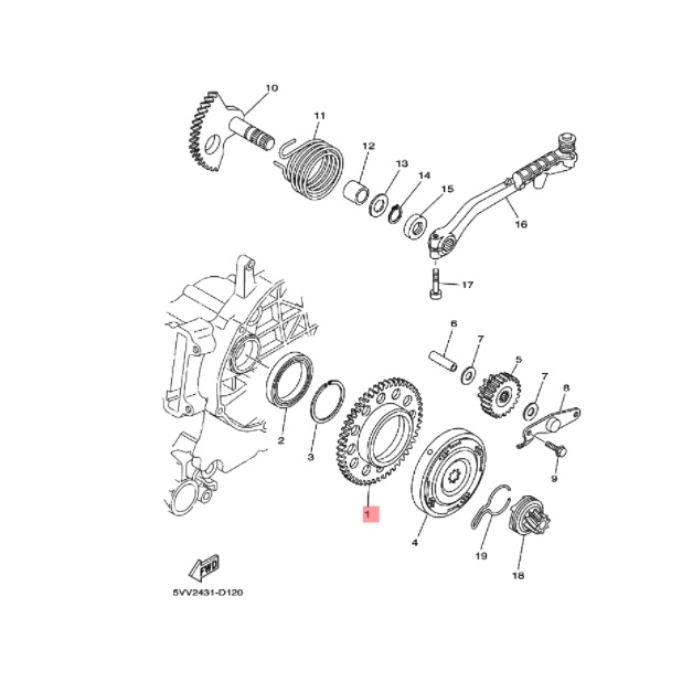 gear gigi wheel stater besar mio smile - soul fino karbu original ygp 28D-E5524-00