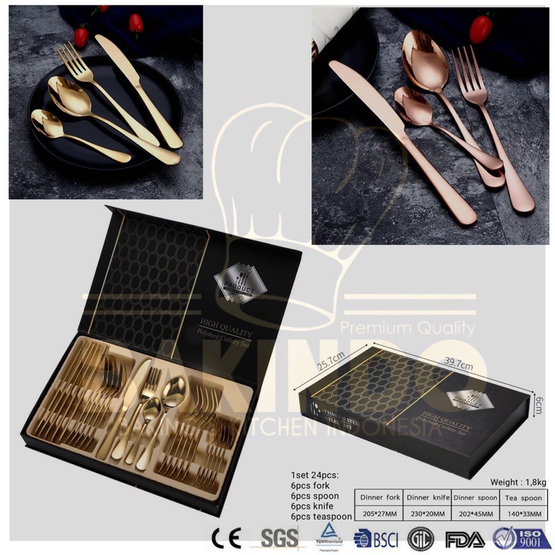 Kingsbakeware SENDOK SULTAN SET / SENDOK GOLD / CUTLERY SET / STAINLESS STEEL